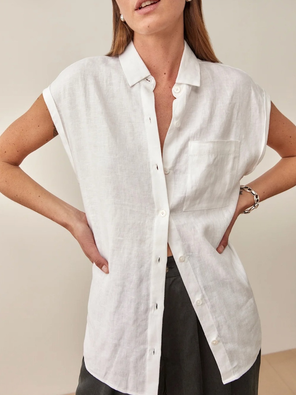 Reformation Maria Linen Button Down Top